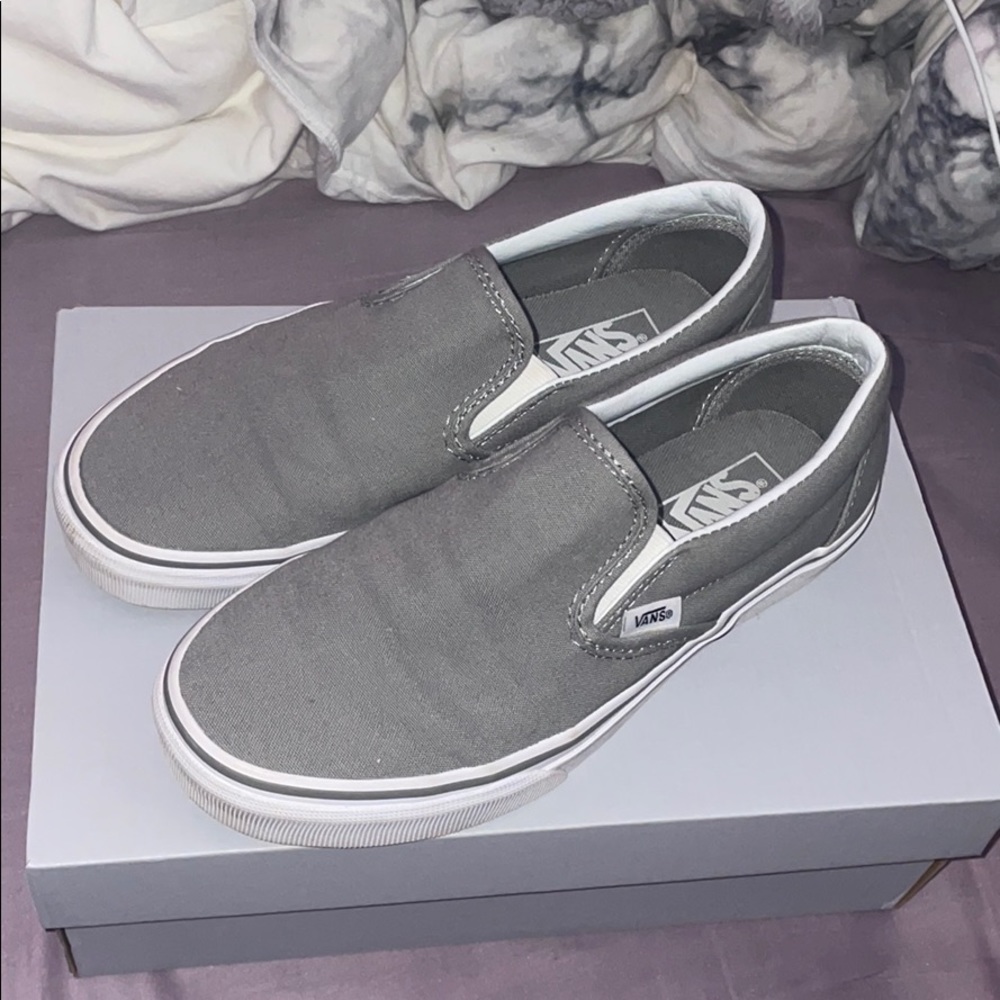 Gray slip on vans
